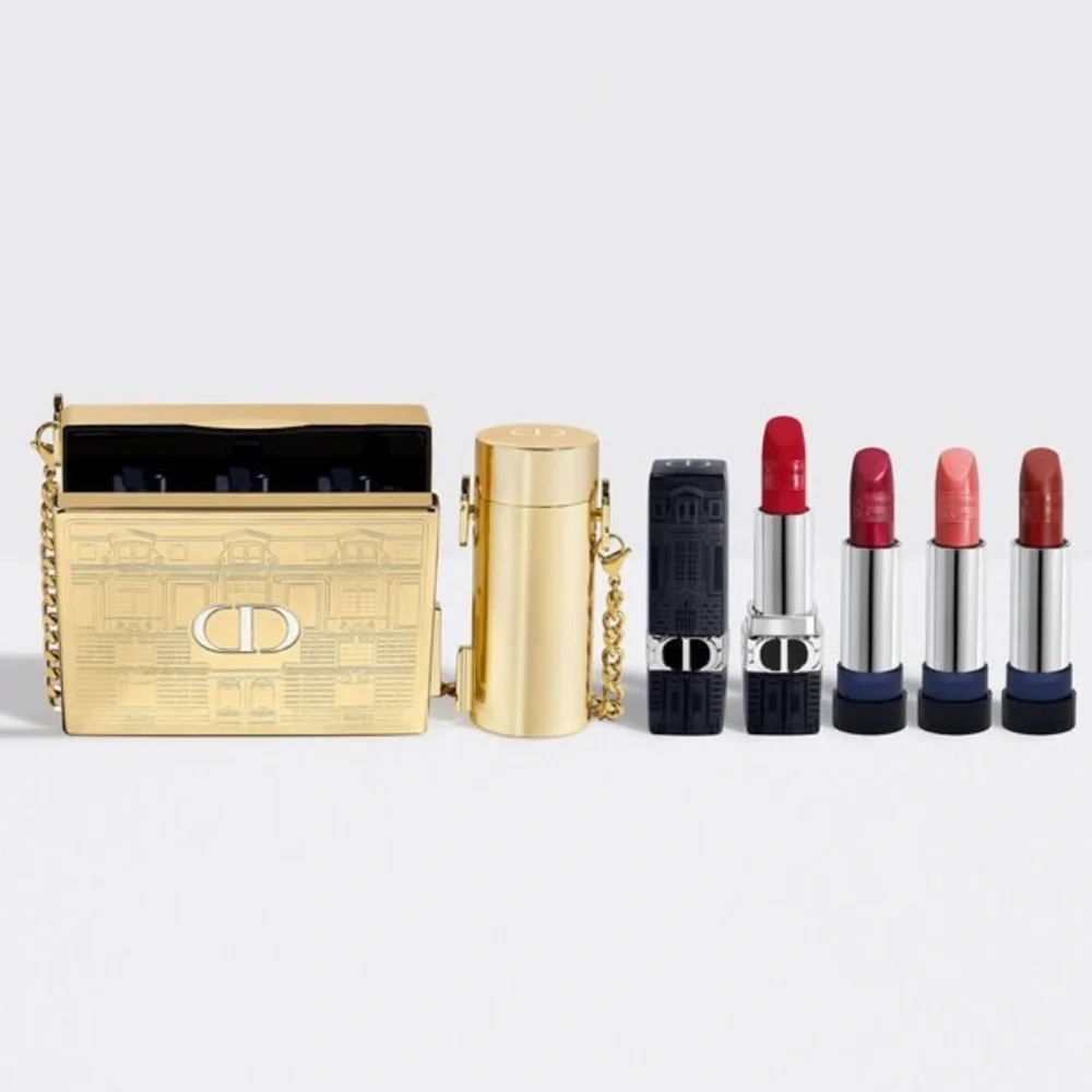 Golden crossbody mini clutch & Lipstick case - ROUGE DIOR - ATELIER OF DREAMS